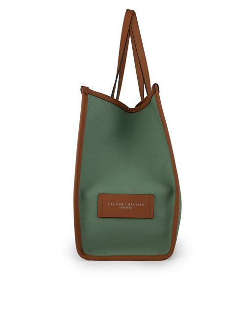 Borsa Shopping Marcella in canvas Menta GIANNI CHIARINI | BS 6850 COMMMENTA-CORDA-CARAMEL